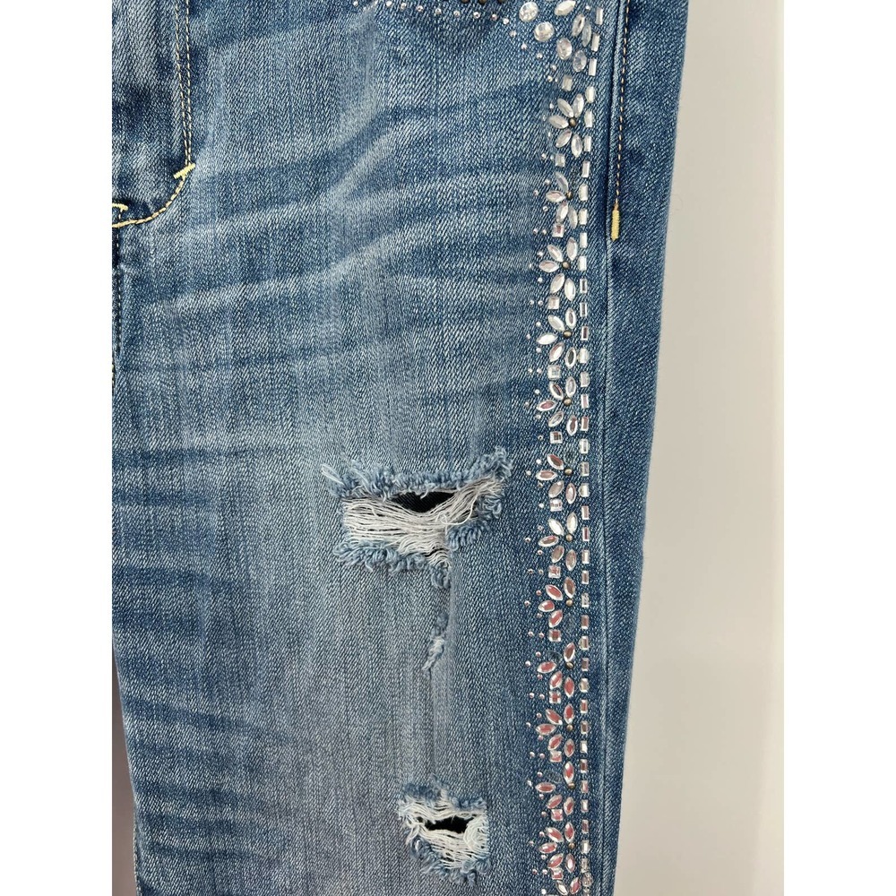 Abercrombie & Fitch Y2k Rhinestone Embellished Distressed Skinny Jean Sz 30/10 - Picture 7 of 10